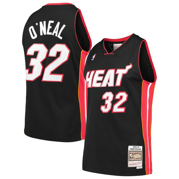 Camiseta Shaquille O'Neal 32 Miami Heat Classics Swingman Negro Hombre